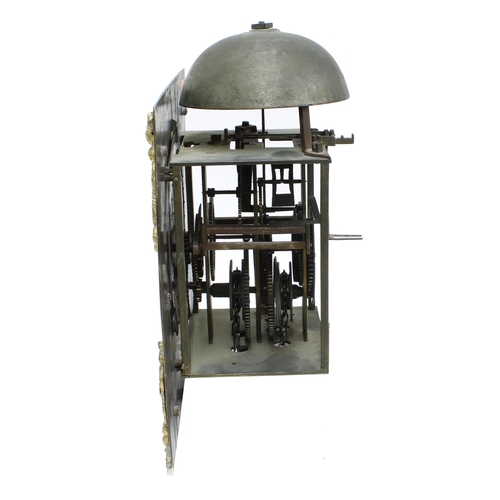 1839 - Interesting early ebonised thirty hour longcase clock with birdcage movement, the 10.5