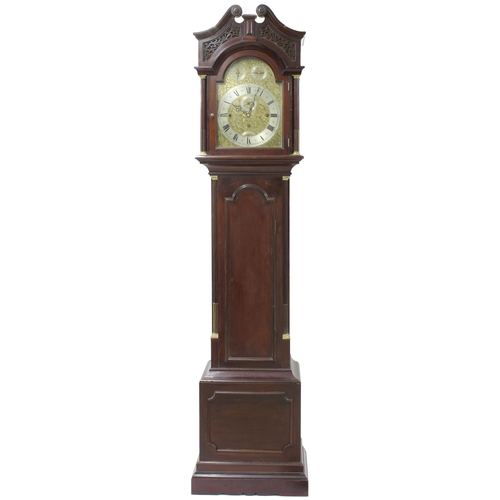 1840 - Good mahogany three train musical longcase clock, the 13