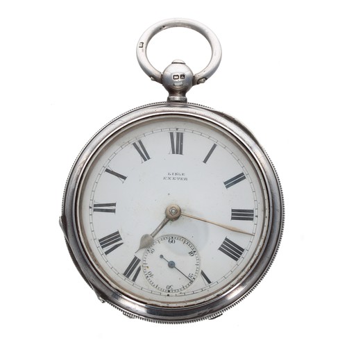 568 - Silver pocket watch for repair, Chester 1917, the dial signed Lisle, Exeter, 53mm; together with a p... 