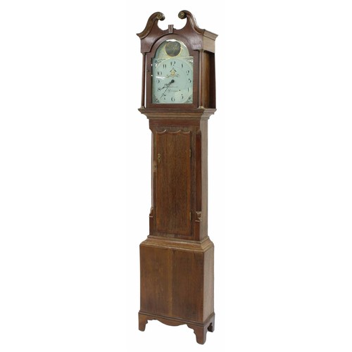 1827 - Oak and mahogany crossbanded thirty hour longcase clock, the 12