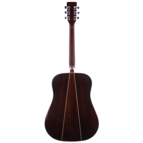 225 - Japanese made Martin copy acoustic guitar; Back and sides: rosewood, scratches and scuffs; Top: natu... 