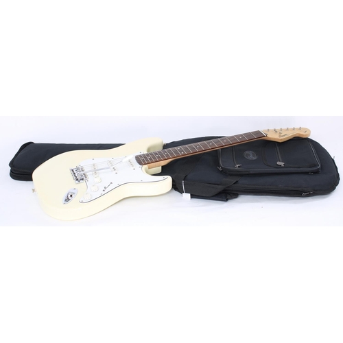 239 - 1996 Squier by Fender Stratocaster electric guitar, made in Korea, ser. no. CM6xxxxx5; Body: Olympic... 