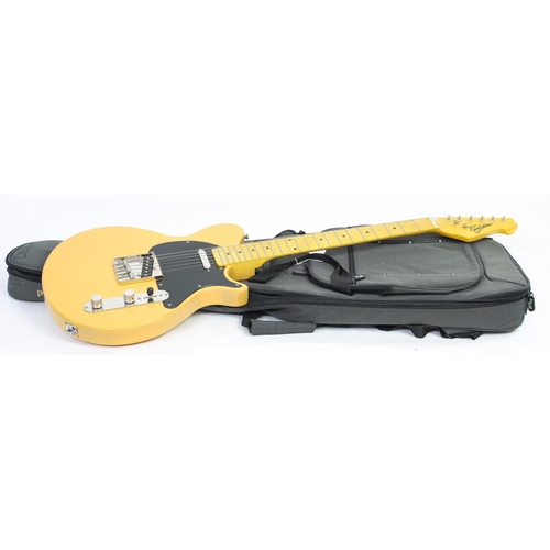 247 - Revelation TTX electric guitar; Body: butterscotch finish, light scratches; Neck: maple; Fretboard: ... 