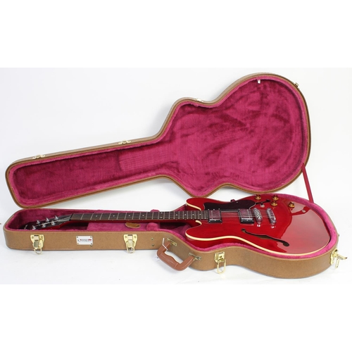 314 - 2001 Epiphone Dot semi-hollow body electric guitar, made in Korea, ser. no. S01xxxxx4; Body: cherry ... 