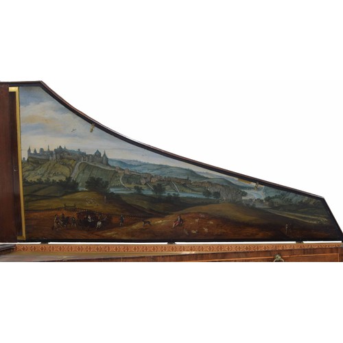 1555 - A two-manual harpsichord by Andreas Ruckers, Antwerp, 1614, the mahogany case with boxwood stringing... 