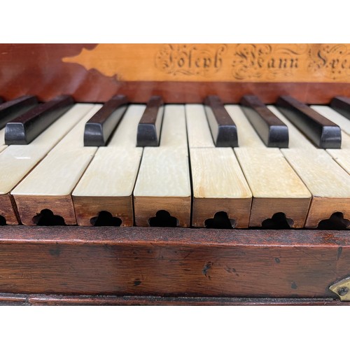 1553 - A bent-side spinet attributed to Joseph Mann Sven, England, 1768, the mahogany case with holly strin... 