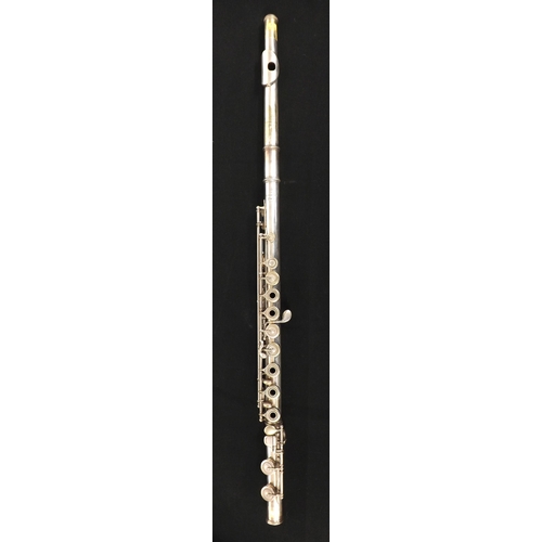 1841 - Silver plated Boehm system flute, stamped Ate, Bonneville, Paris, 2067, made circa 1895, length ... 