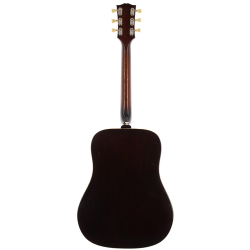 342 - Gibson J-160E electro-acoustic guitar, made in USA, circa 1969; Back and sides: brown finished mahog... 