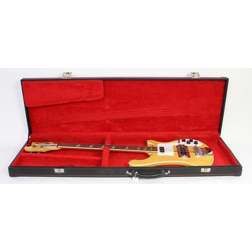 384 - 1974 Rickenbacker 4001 bass guitar, made in USA, ser. no. NKxxx6; Body: maple glo finish, blemishes,... 