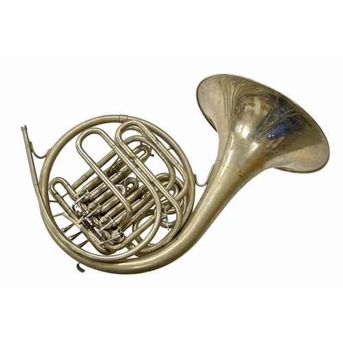 1821 - Paxman silver plated French horn stamped Merewether System, 1767 M, Made in England, mouthpiece, har... 