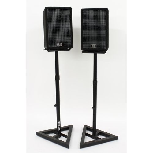 3074 - Pair of SR Technology Club 150/A reference monitor speakers; together with a pair of Quiklok speaker... 