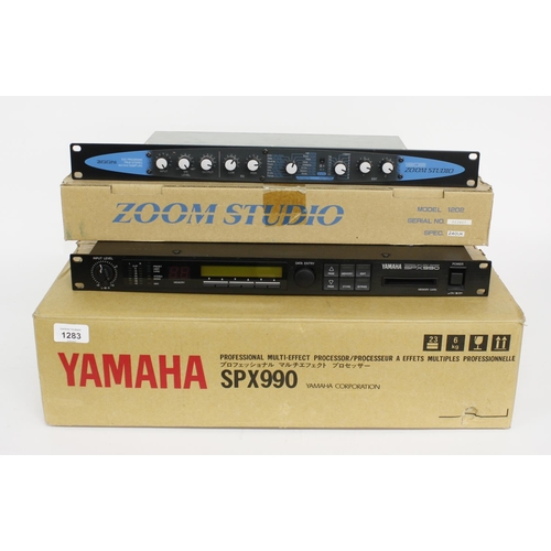 3123 - Yamaha SPX990 multi-effects processor rack unit, boxed; together with a Zoom Studio 1202 rack unit, ... 