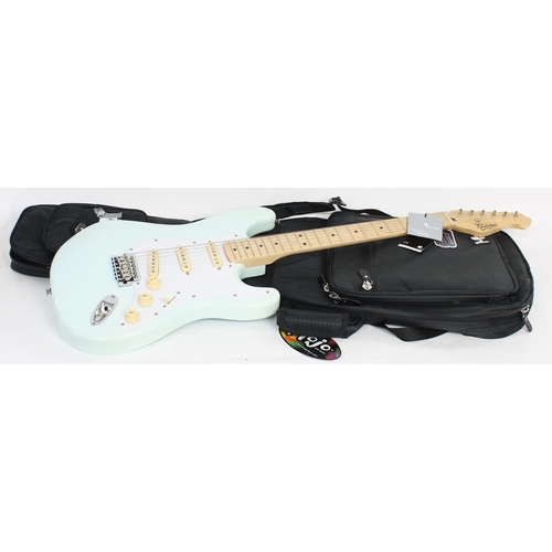 431 - Revelation RTS57 electric guitar; Body: baby blue finish; Neck: maple; Fretboard: maple; Frets: good... 