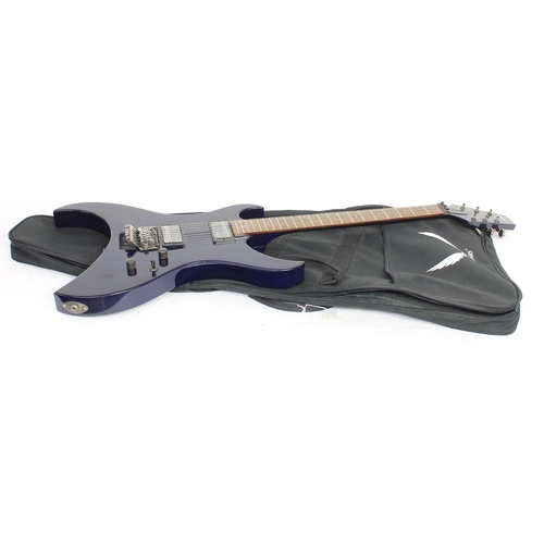 433 - Aria Urchin electric guitar; Body: midnight blue finish; Neck: good; Fretboard: rosewood; Frets: goo... 