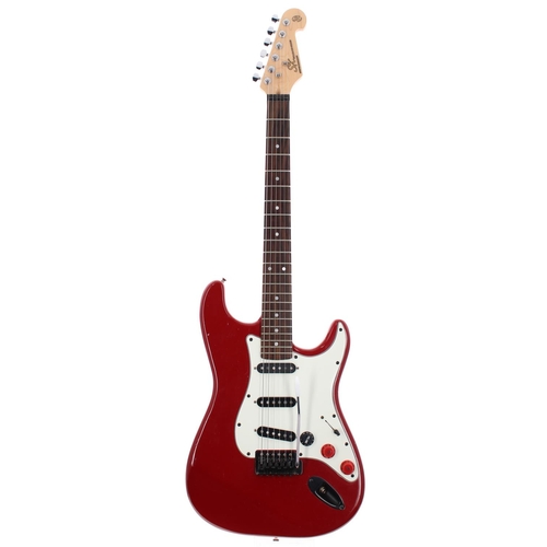 469 - SX Standard Series Strat type modified electric guitar, with red finished body (scratches and dings)... 