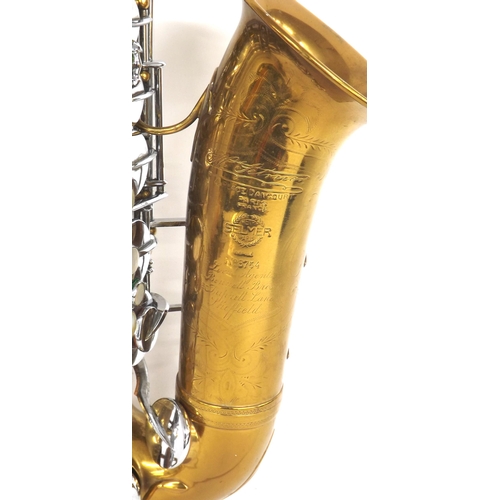 1846 - Good Selmer gold lacquered alto saxophone inscribed Henri Selmer Paris, 4 Place Dancourt, Paris, Fra... 