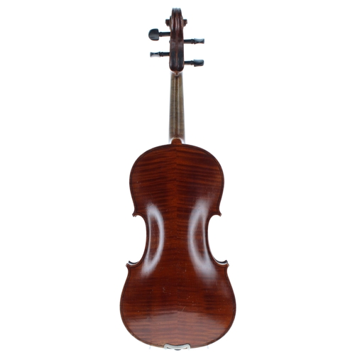 2043 - Early 20th century violin, indistinctly labelled, 14 3/16