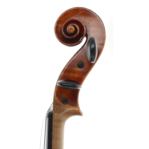 2401 - Good Scottish violin by and labelled John Craig, Maker, Edinburgh.A.D 1905 no. 13, the two piece bac... 