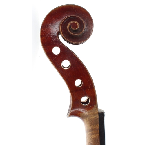 2403 - French violin labelled Charles Brugere Luthier, 11 Faubourg Poissonniere, Paris, no. 186, A.N.1918; ... 