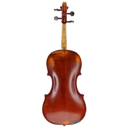 2405 - Good English violin by and labelled Wilfred G. Saunders, 33 Julian Road, West Bridgford, Nottingham,... 