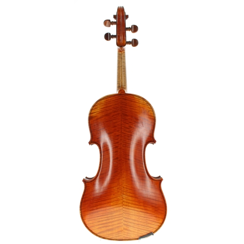 2407 - Good French viola circa 1910, unlabelled, the two piece back of medium curl with similar wood to the... 