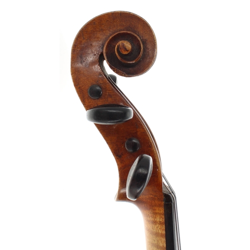 2411 - Late 19th century German violin labelled Neuner & Hornsteiner, Mittenwald (Baiern), 1878, 14 1/8... 