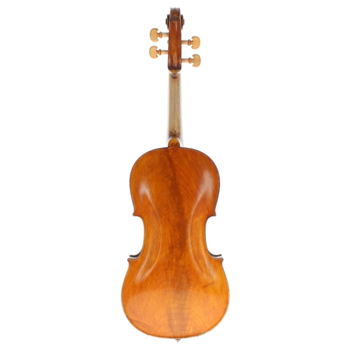 2418 - Interesting early English transitional small viola with original Baroque set-up, with inked purfling... 