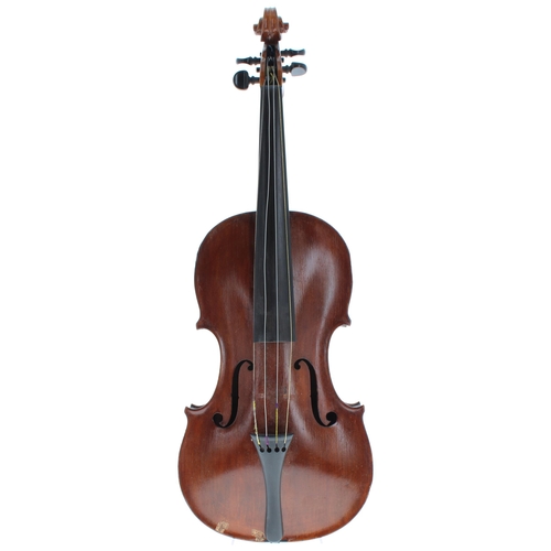 2429 - English viola labelled William Forster, the one piece back of fine curl with plainish wood to the si... 