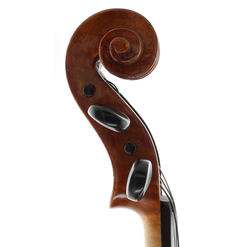 2429 - English viola labelled William Forster, the one piece back of fine curl with plainish wood to the si... 