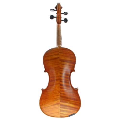 2436 - Interesting violin labelled Benardo Calcarnie, Cremona, Anno 1875 and signed on the label, the ... 