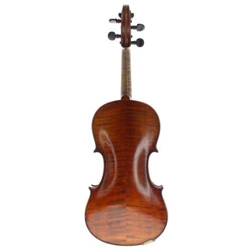 2443 - German violin labelled Christian Hoffmann, Sachsen, 1898..., the two piece back of medium curl with ... 