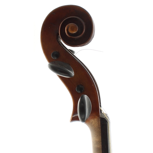 2443 - German violin labelled Christian Hoffmann, Sachsen, 1898..., the two piece back of medium curl with ... 