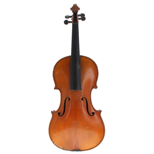 2445 - Good French Stradivari copy violin, the two piece back of faint medium curl with similar wood to the... 