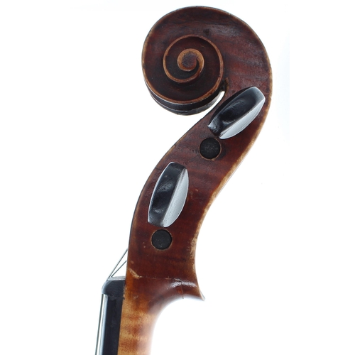 2449 - Late 19th century violin labelled Jean Baptiste Vuillaume..., the one piece back of fine curl with s... 