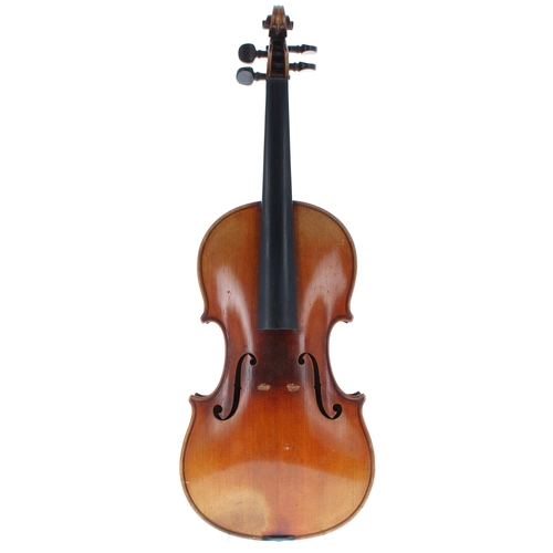 2451 - Good French violin circa 1925 labelled Copie de Antonius Stradivarius..., the two piece back of medi... 