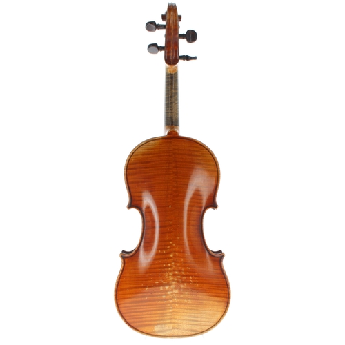 2451 - Good French violin circa 1925 labelled Copie de Antonius Stradivarius..., the two piece back of medi... 