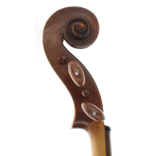 2452 - Late 19th century German Stradivari copy violin, 14 1/4