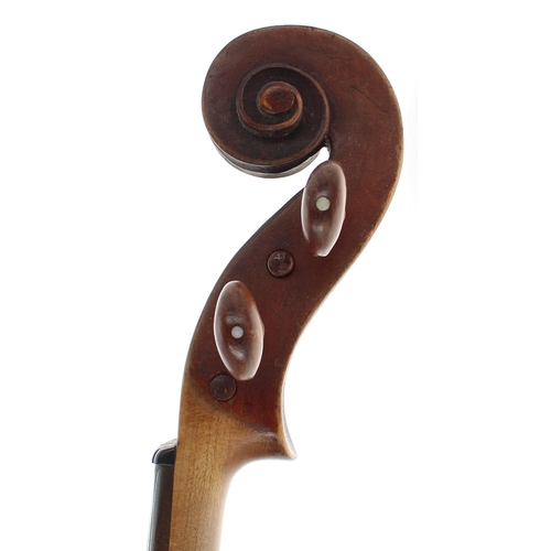 2452 - Late 19th century German Stradivari copy violin, 14 1/4