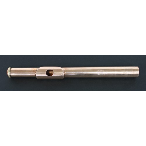 1633 - Ray Swinfield - Fine Brannen gold flute head joint, stamped with the maker's monogram and dated 1989... 