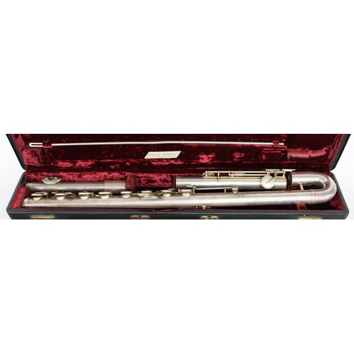 1640 - Ray Swinfield - Good silver plated bass flute by and stamped Gebruder Monnig, Markneukirchen, Made i... 