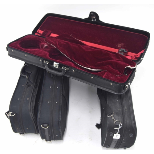 2005 - Four plush lined contemporary violin cases with outer zipper covers (4)