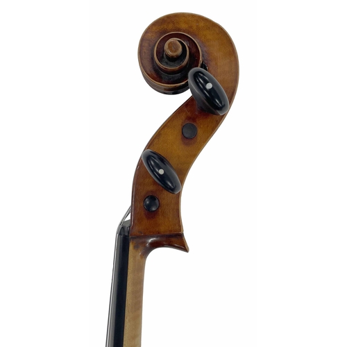 2470 - Violoncello circa 1890, unlabelled, the two piece back of faint medium curl with similar wood to the... 