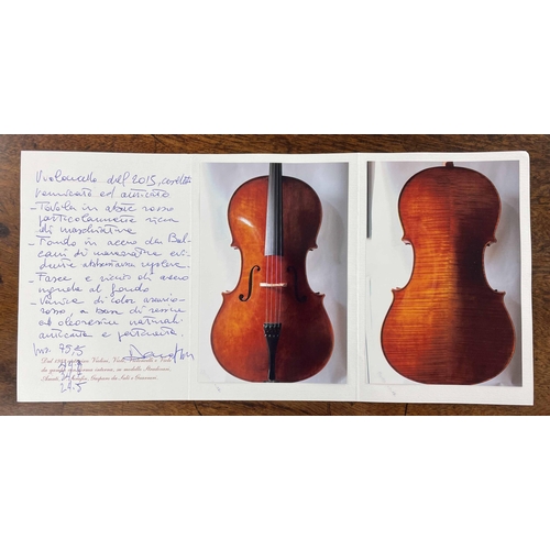 2474 - Good modern Italian violoncello by and labelled Dario Aguzzi in Vidigulfo, Anno 2015..., the two pie... 