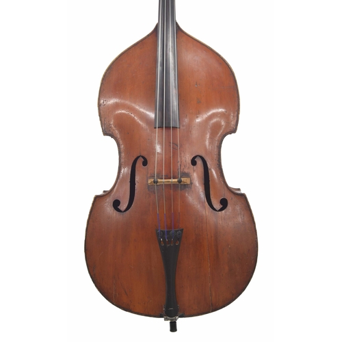 2476 - Good German double bass circa 1900, with Fawcett low C and brass foliate engraved machine heads, len... 