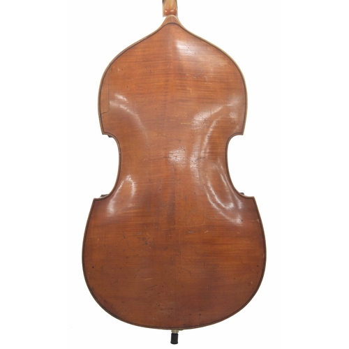 2476 - Good German double bass circa 1900, with Fawcett low C and brass foliate engraved machine heads, len... 