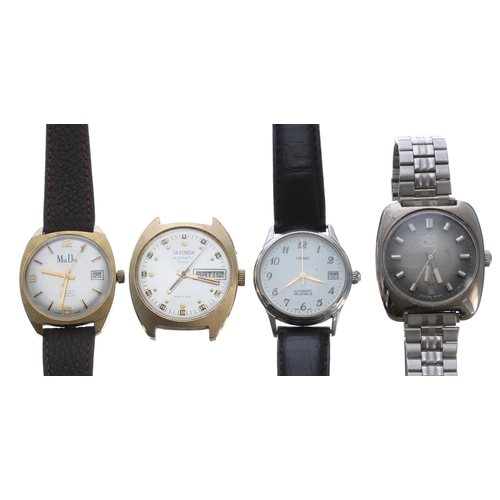 80 - Four automatic gentleman's wristwatches to include MuDu, Rotary, Hebe, Sekonda (lacking strap)... 