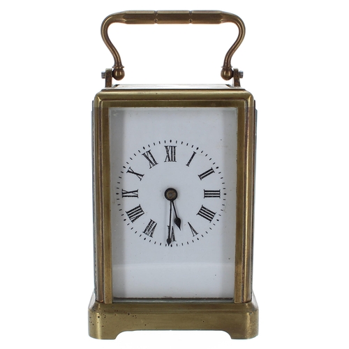 576 - French carriage clock timepiece, within a one-piece style brass case, 6