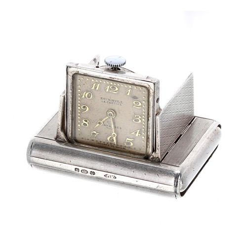 88 - Tavannes Watch Co. Dunhill 'La Captive' silver engine turned purse watch, import hallmarks for Londo... 