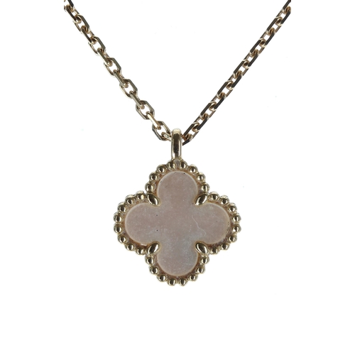 479 - Van Cleef & Arpels 18ct mini Alhambra mother of pearl pendant on necklace, JE7728578, 2.8gm, the... 