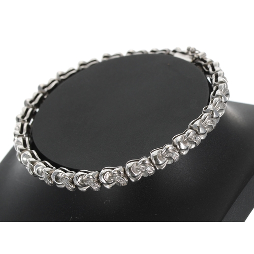 483 - 18ct white gold diamond set bracelet, width 6mm, 24.4gm, 7.25